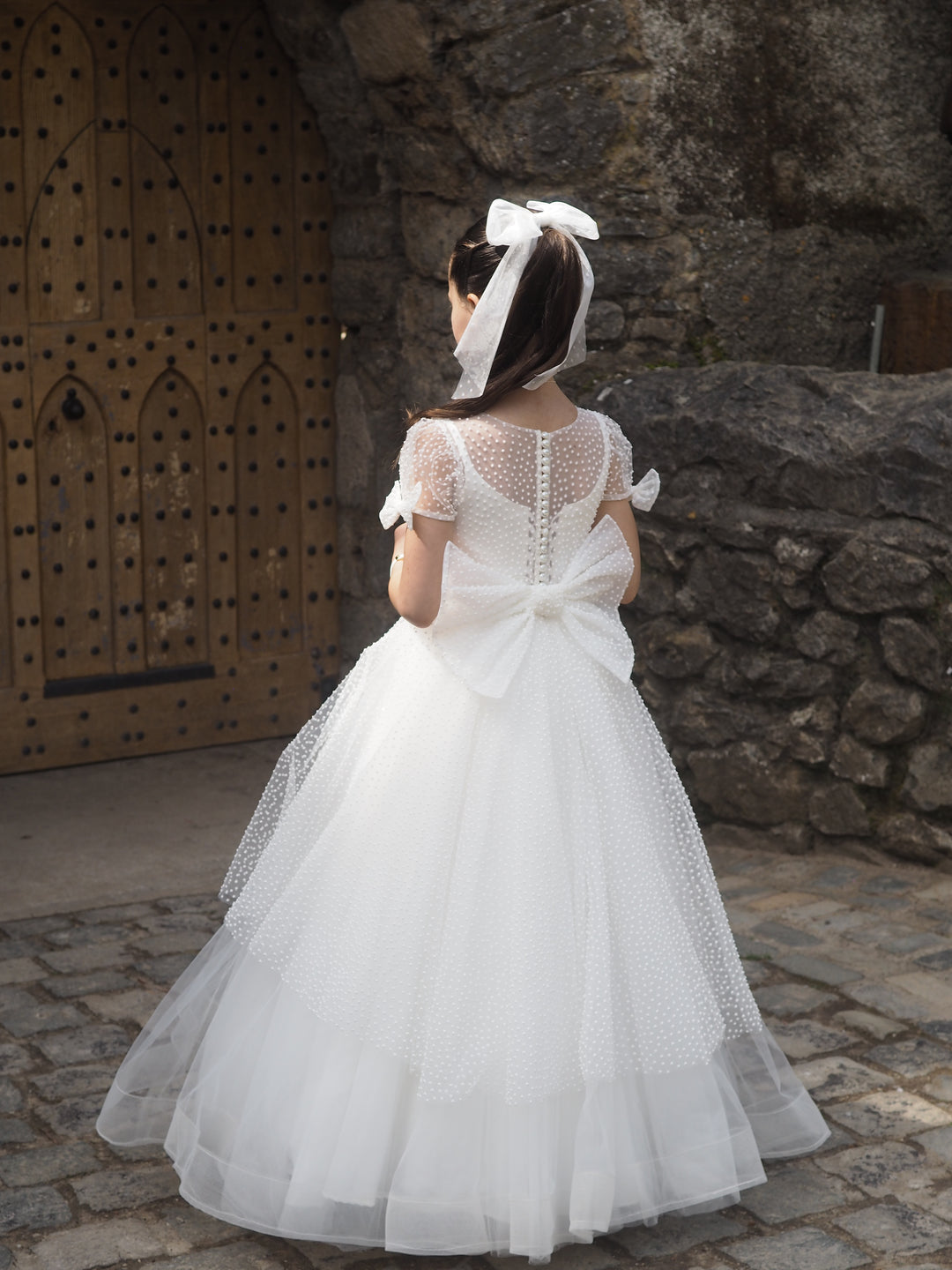White Small Spot Tulle Little Bow Pip White Small Spot Tulle Little Bow Pip