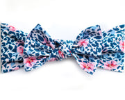 Navy Leopard Floral Pippa Bow